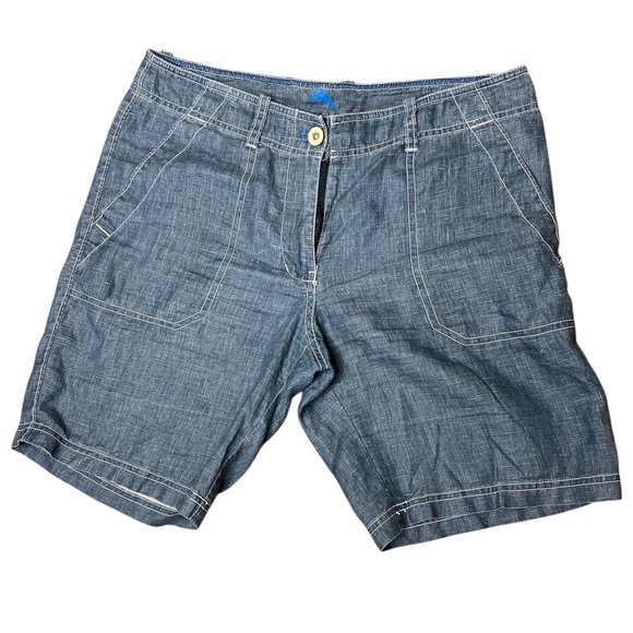 Tommy Bahama Women’s Size 4 Blue Linen Shorts Relaxed Fit Chambray Lightweight - Picture 1 of 7